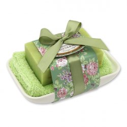 Sheep milk soap 150g on soap dish, Vintage style