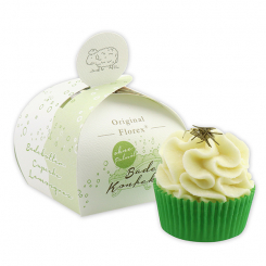 XL Bath butter cupcake with sheep milk 90g, Lemongras/Lemongras, packed in a paper-box 