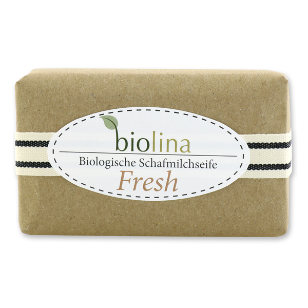 Biolina sheep milk 200g packed in a brown paper with a ribbon, Fresh 