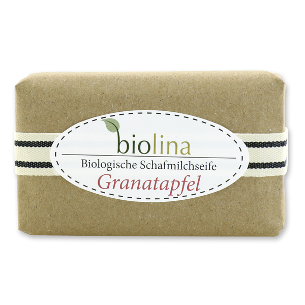 Biolina sheep milk 200g packed in a brown paper with a ribbon, Pomegranate 