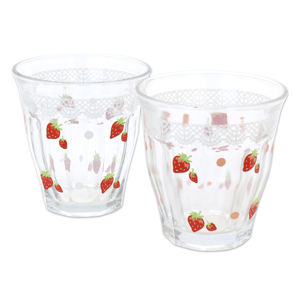 Glass for tea light with strawberry 