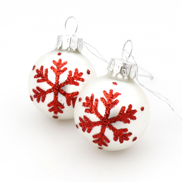 Silver bauble with a red snowflake 