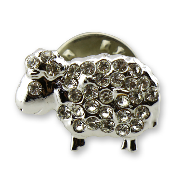 Brosche mit Schaf silber mit Glitzersteine ca. 2cm 