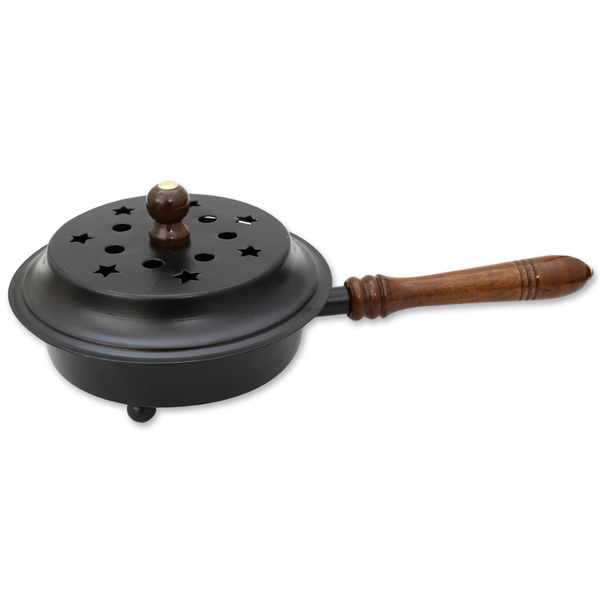 Incense pan with wooden handle 13cm, for a charcoal 