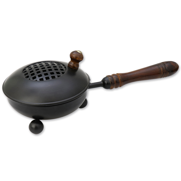 Incense pan with wooden handle 11cm, for a charcoal 