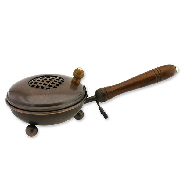 Incense pan with wooden handle 27x11cm, for a charcoal 