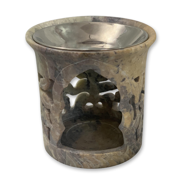 Weihrauchgefäß 9cm Speckstein mit Schale, für Teelicht 