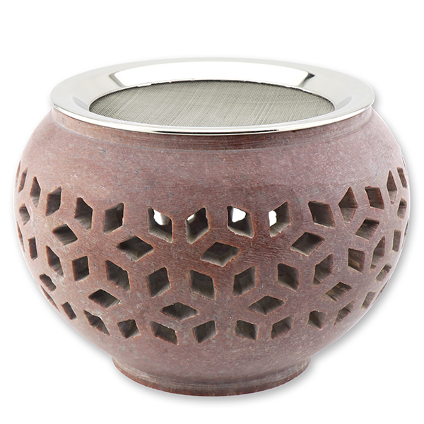 Incense holder 13x9cm soap stone with strainer, for a tealight 