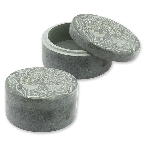 Casket soap stone round 10x5cm 