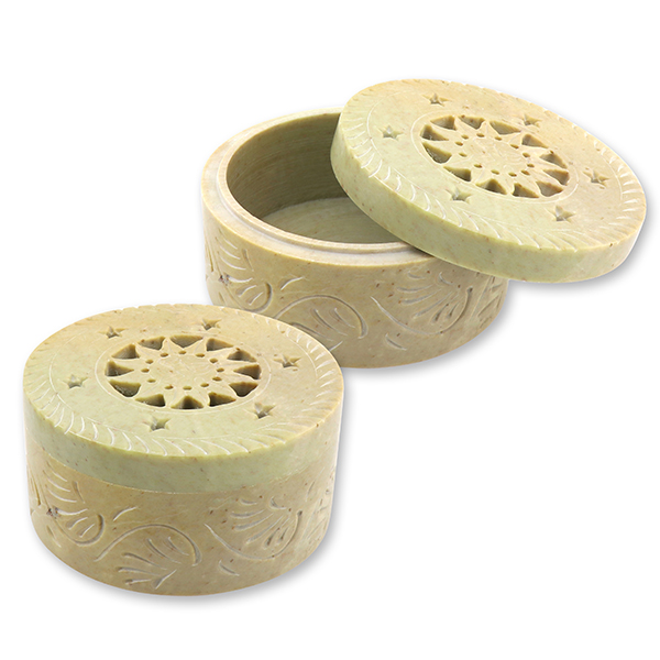 Casket soap stone round 10x5cm 