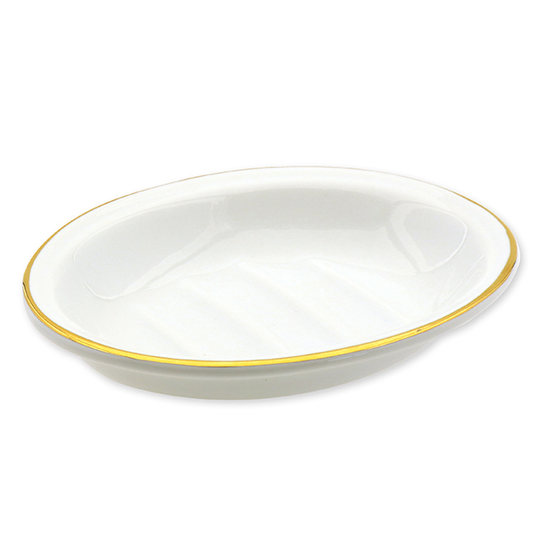 soap dish porcelain oval with golden border 