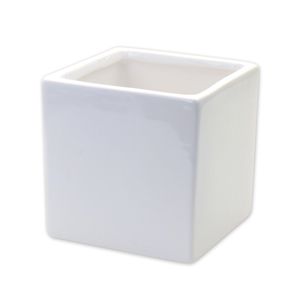Keramikvase eckig weiß 8x8x8cm 