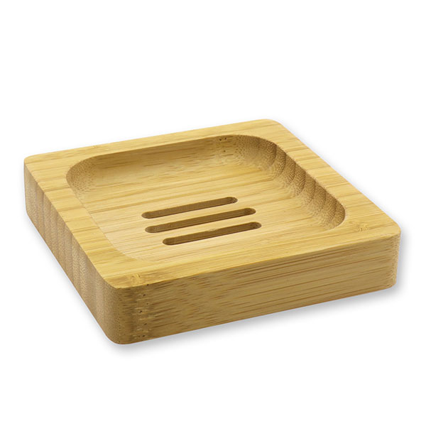 Square soap dish made out of bamboo 