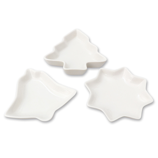 Soap dish porcelain in star-, christmastree- and bellshape, sorted 