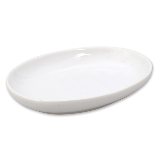 Soap dish porcelain oval with rills 