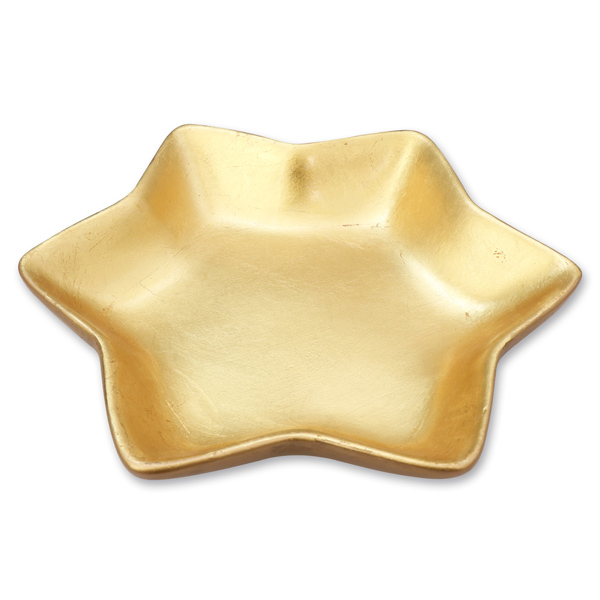 Sternteller Ton, glasiert gold, 20 cm 
