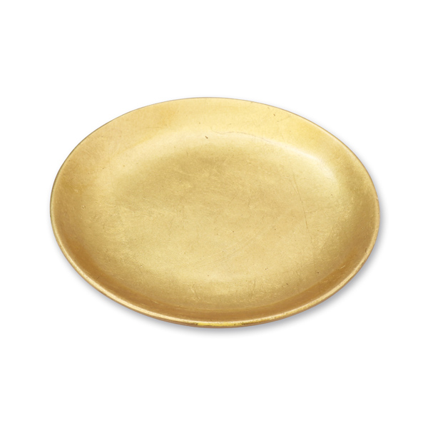 Teller aus Ton, glasiert in gold, rund, 15 cm 