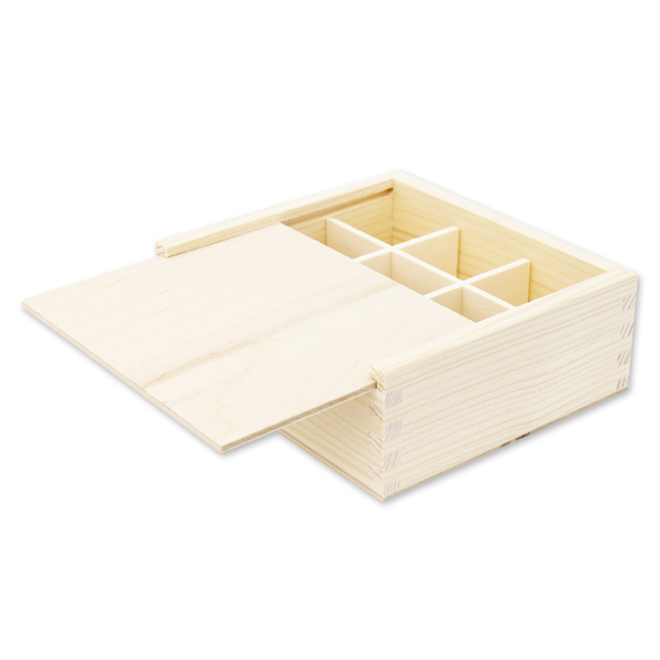 Wooden box with a sliding lid 
