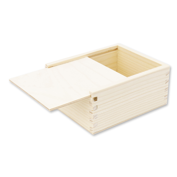 Wooden box with a sliding lid 