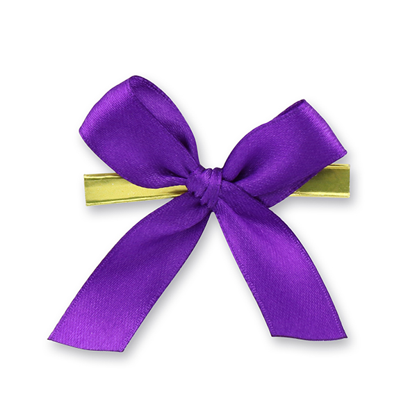 Satined bow 15mm, aubergine, handknotted 