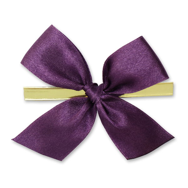 Satined bow 25mm, aubergine, handknotted 