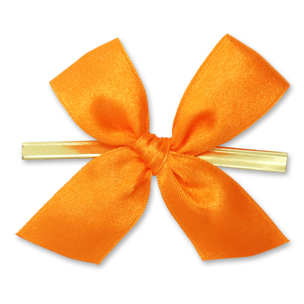 Satined bow 25mm, orange, handknotted 