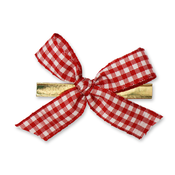 Satined bow 16mm, red-checkered 