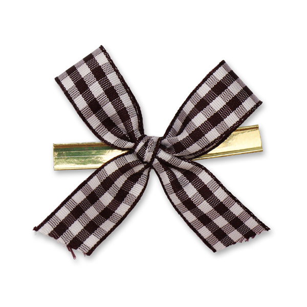 Satined bow 16mm, brown-checkered 