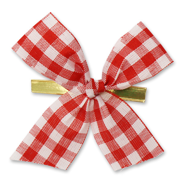 Satined bow 25mm, red-checkered, handknotted 