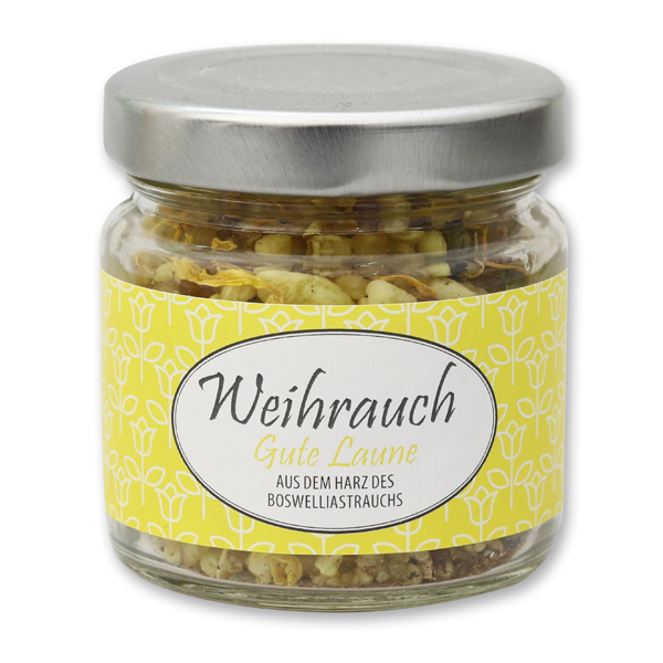 Incense mix 50g in glass jar, "Gute Laune" 