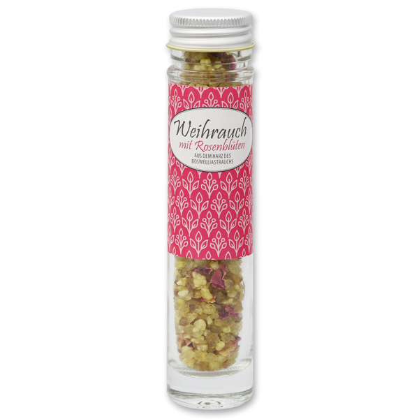 Incense mix 30g in a high glass jar, Incense with rose petals 