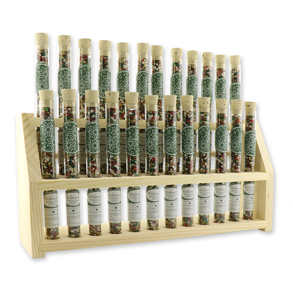 Wooden stand filled with Incense mix 18g in a vial, "Weihnachtszeit" 