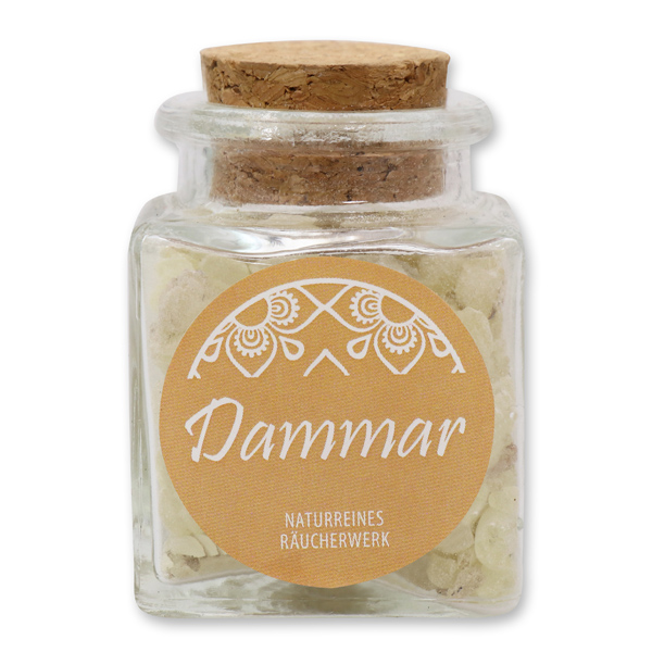 Incense 28g in a square glass jar with a plug cork, "Dammar" 