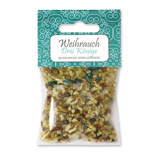 Incense mix 25g in a cellophane bag with a card, "Drei Könige" 