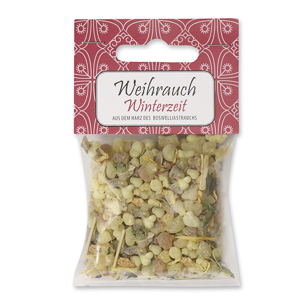 Weihrauchmischung 25g im Cello mit Kärtchen, Winterzeit 