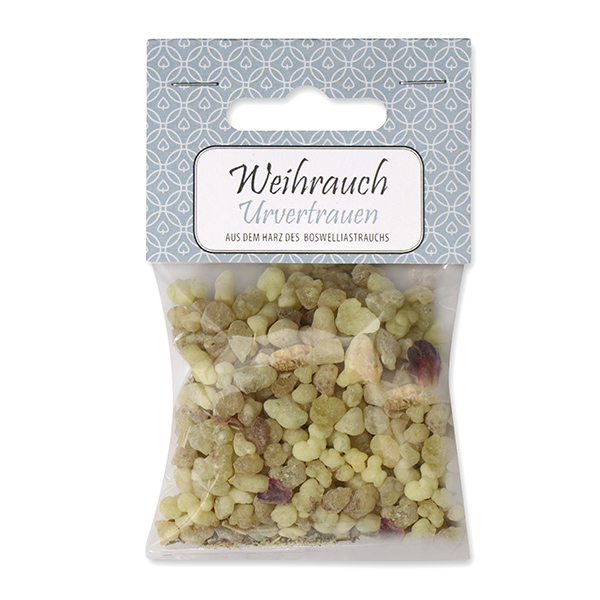 Incense mix 25g in a cellophane bag with a card, "Urvertrauen" 