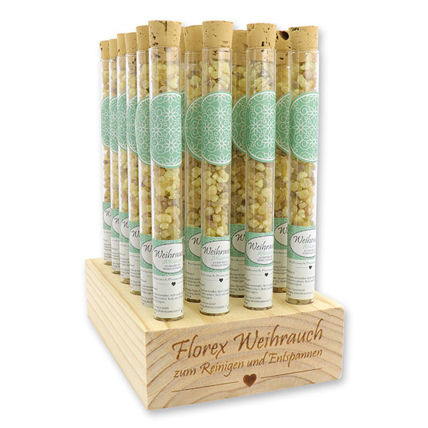 Wooden stand filled with incense 18g in a vial, "Äthiopien" 