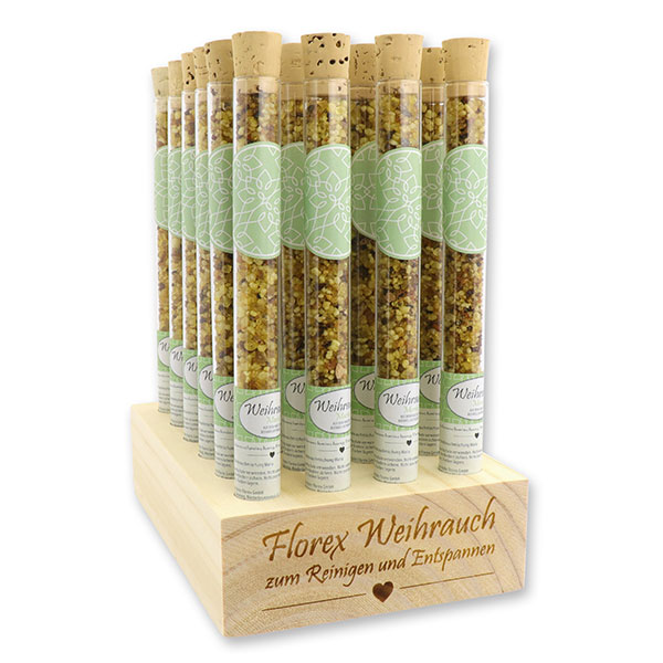 Wooden stand filled with incense mix 18g in a vial, "Maria" 