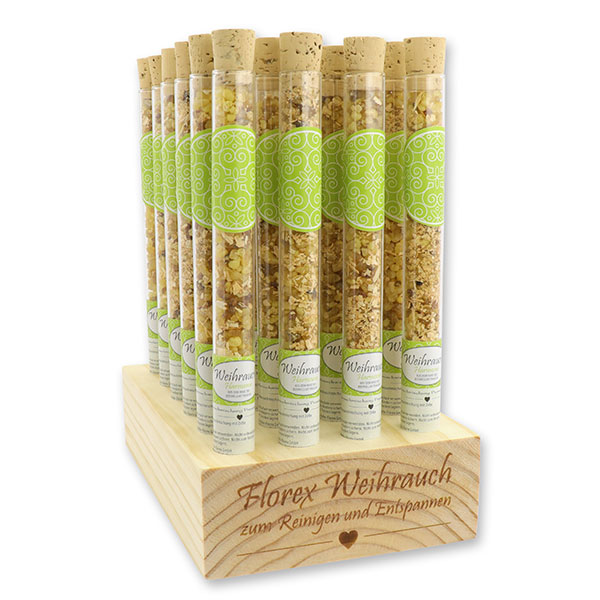 Wooden stand filled with incense mix 18g in a vial, "Harmonie" 