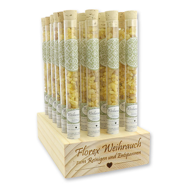 Wooden stand filled with incense 16g in a vial, "Äthiopien premium" 