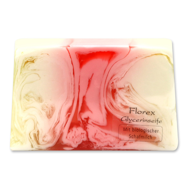 Handmade glycerin-soap 90g in cello, raspberry 