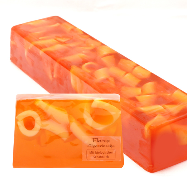 Handmade glycerin-soap block ca. 1,80kg, orange 