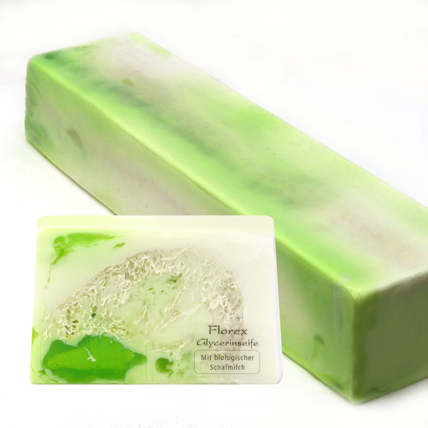 Handmade glycerin-soap with loofah 90g in cello, Meadow flower 