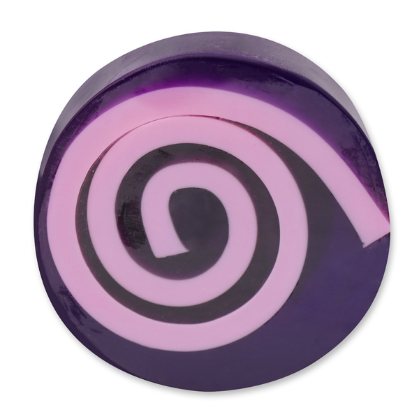Handgemachte Glyzerin-Seife mit Spirale 90g in Folie, Lavendel 