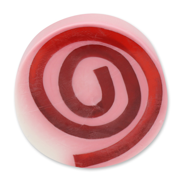 Handgemachte Glyzerin-Seife mit Spirale 90g in Folie, Rose 