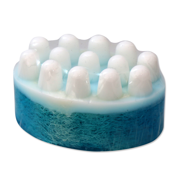 Handmade glycerin-massage-soap with loofah 140g, Blue Diamond 