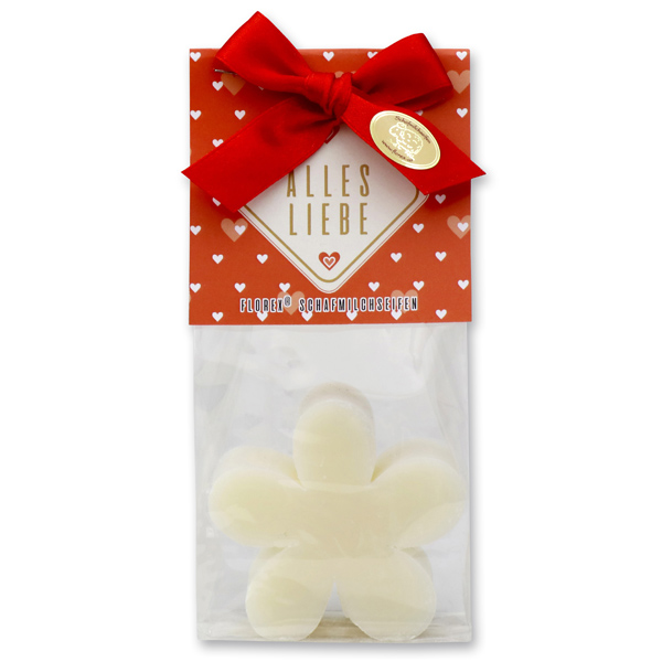 Sheep milk soap marguerite 75g in a cellophane bag "Alles Liebe", Classic 