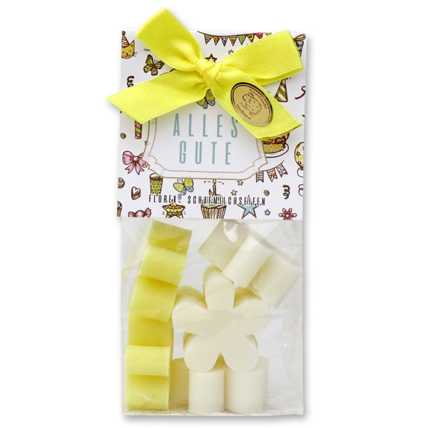 Sheep milk soap marguerite 6x15g in a cellophane bag "Alles Gute", Classic/Grapefruit 