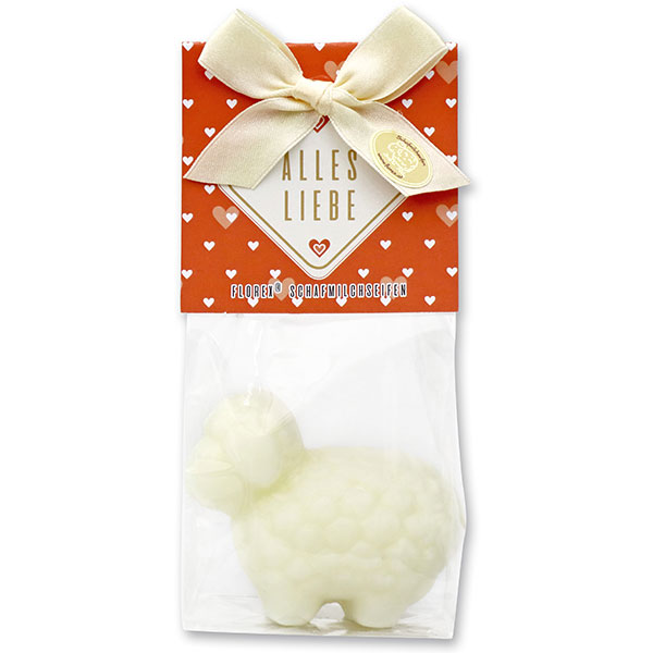 Sheep milk soap sheep lina 75g in a cellophane bag "Alles Liebe", Classic 