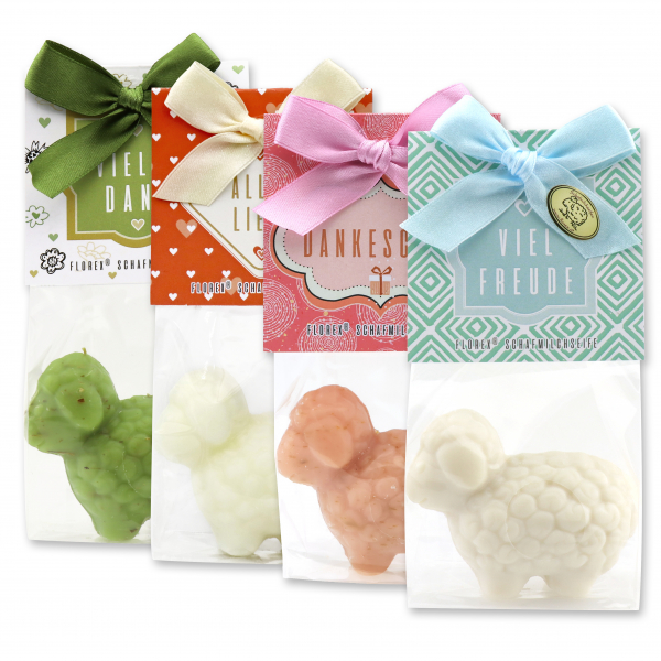 Sheep milk soap sheep lina 75g in a cellophane bag "Herzenswünsche", sorted 